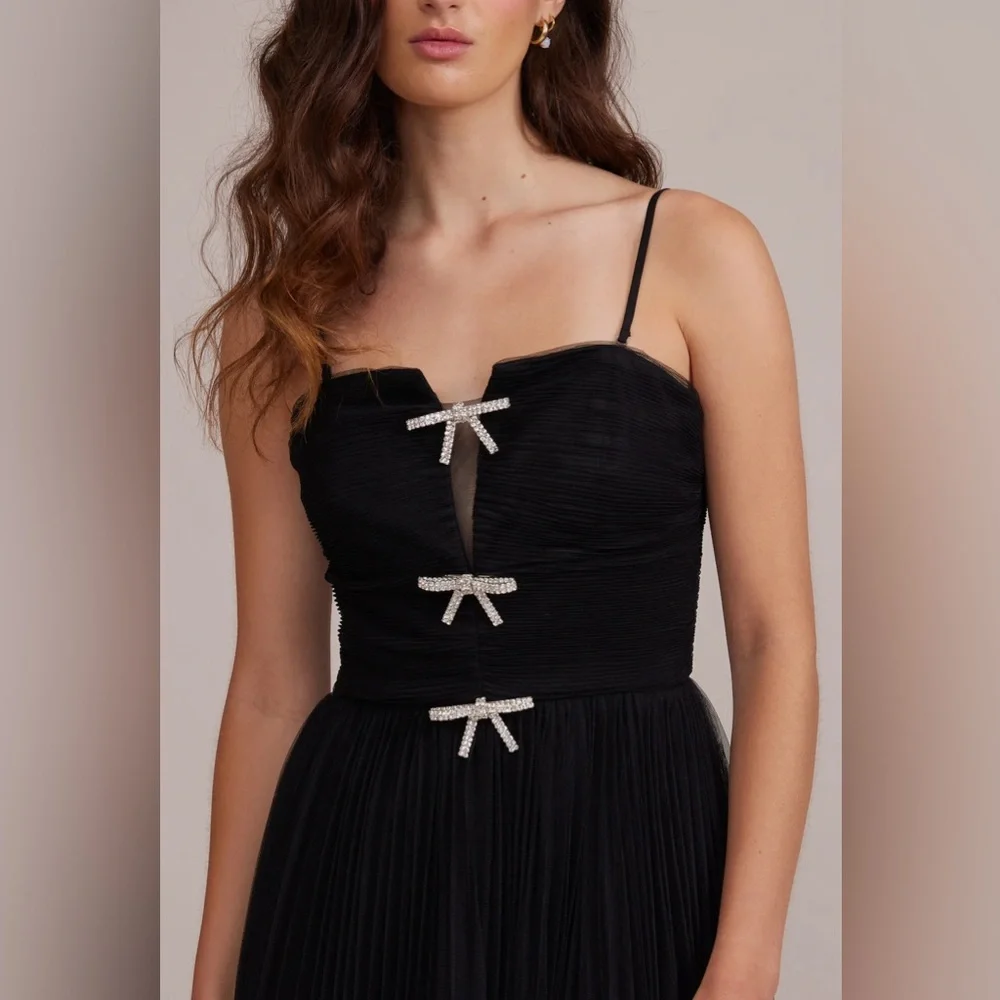 NWT Lucy Paris Black Tulle Maxi Dress Gown - Picture 2 of 12